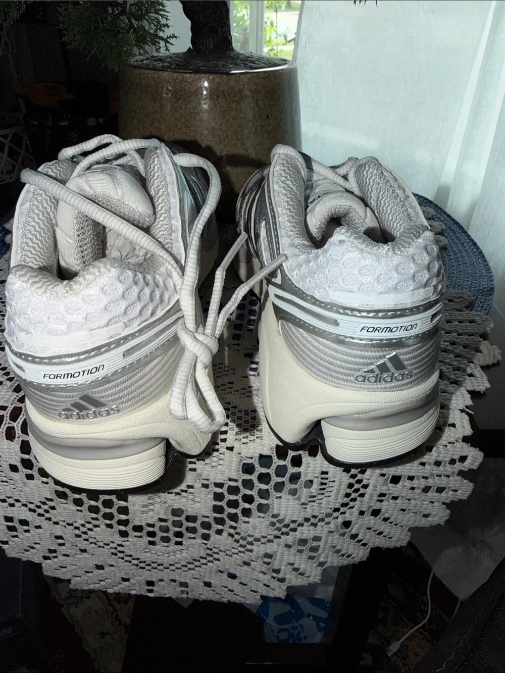 Adidas Kid’s Silver and White Running Sneakers— Unisex
